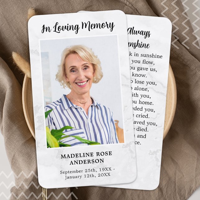 Cartão de Oração Memorial para Simpatia Fotográfic (Criador carregado)