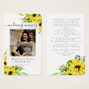 Cartão de Oração Memorial Rustic Sunflower