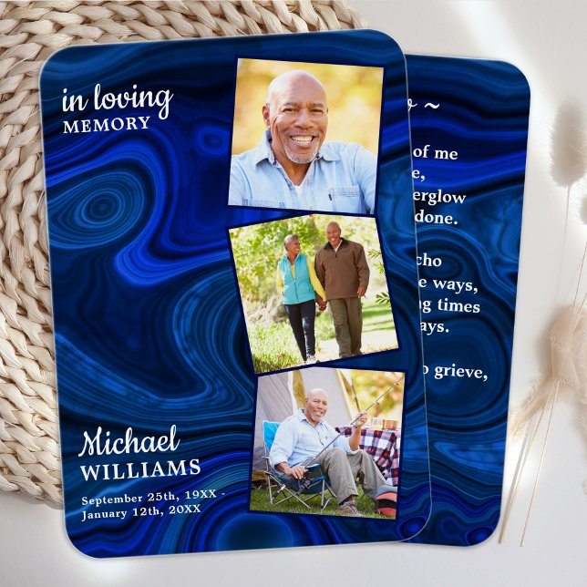 Cartão de Oração para Memória Azul-mármore Funeral (Criador carregado)