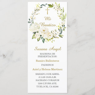 Cartão de oração personalizado do batismo em espan