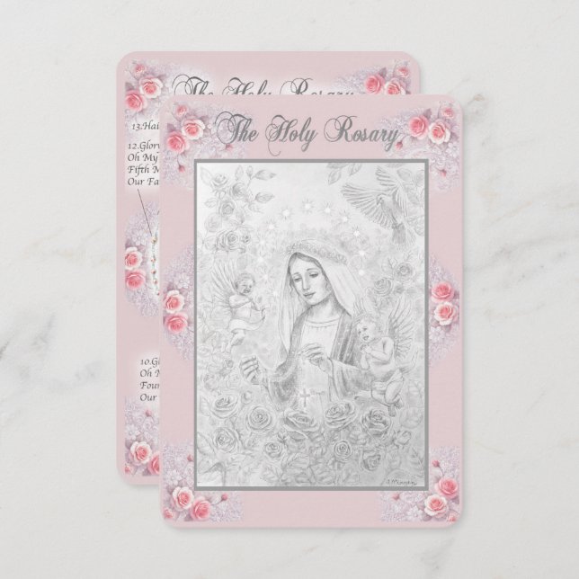 Cartão de Oração Rosário com meu Desenho Original (Frente/Verso)