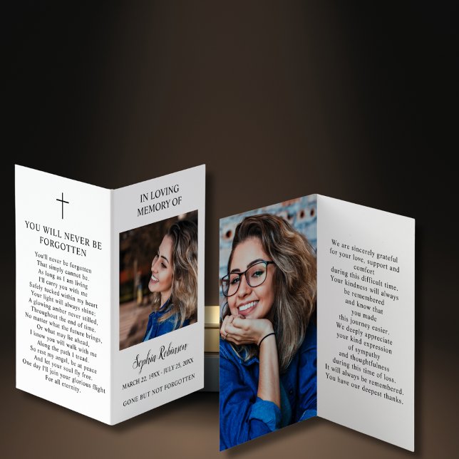 Cartão de Oração Simples de Fotografia Memorial pa (Criador carregado)