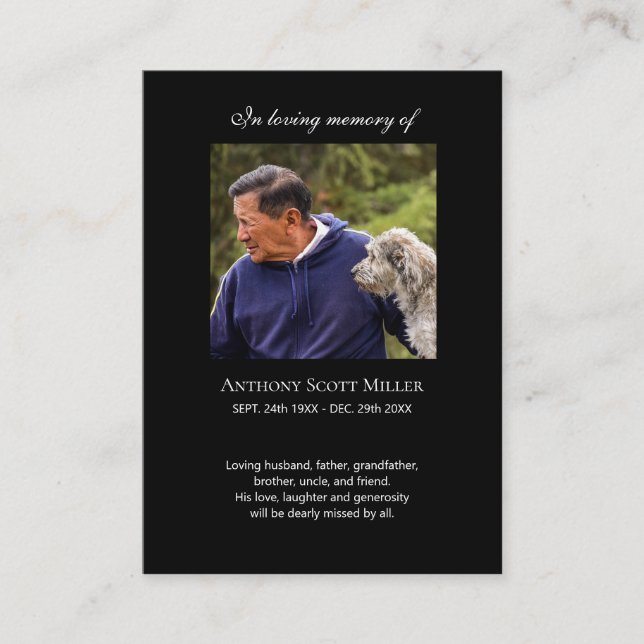 Cartão de oração simples para o memorial de fotos (Frente)