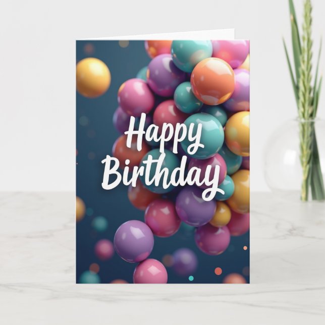 Cartão de Orbes Glossy de Aniversário (Frente)
