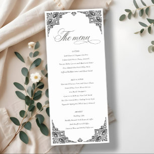 Cartão de Ornamentado de Casamento de Arte Branca 