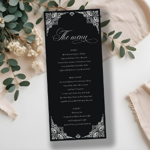 Cartão de Ornamentado de Casamento de Arte Branca 