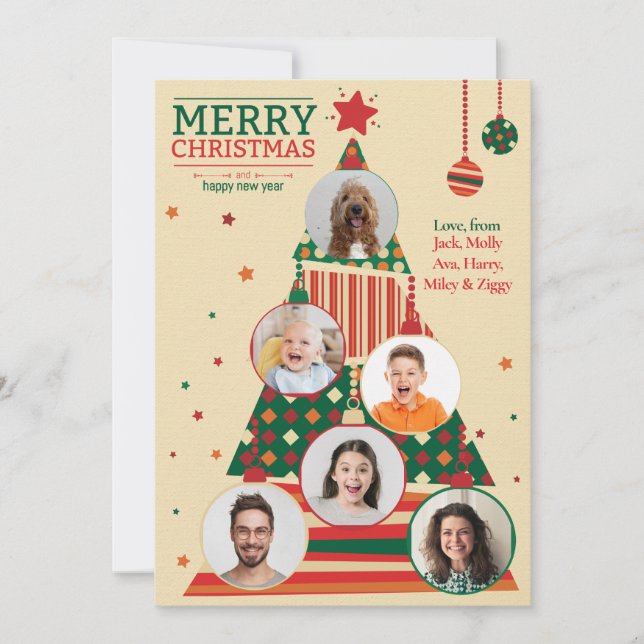 Cartão de Ornamento de Árvore de Natal de Foto (Frente)