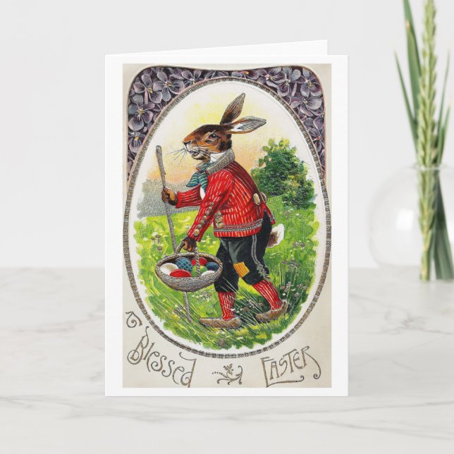 Cartão de Ovo de Coelho de Páscoa Antigo (Frente)