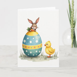 Cartão de Ovo Feliz de Amigos da Primavera