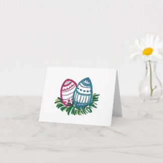 Cartão de Ovos de Páscoa Rosa e Azul
