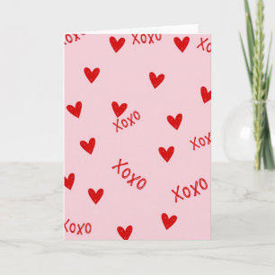 Cartão de Padrão Coração Vermelho Xoxo