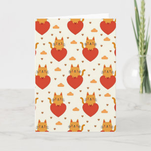 Cartão de Padrão de Amor de Coração de Gato