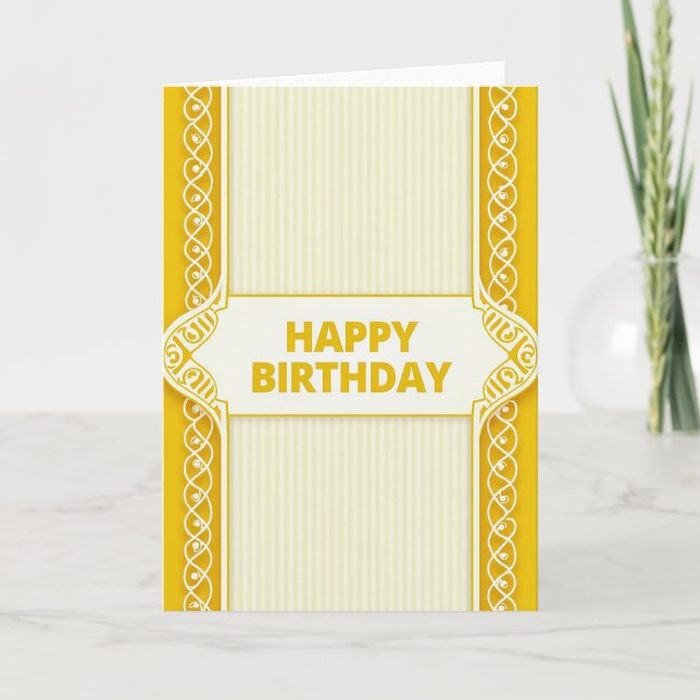 Cartão de Padrão de Aniversário Dourado (Frente)