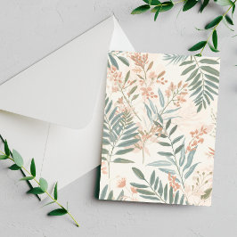 Cartão de Padrão de Aquarela de Folha de Blush Bot