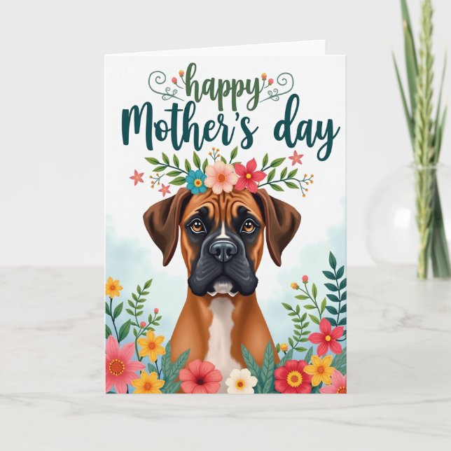 Cartão de padrão de cachorro com coroa floral (Frente)