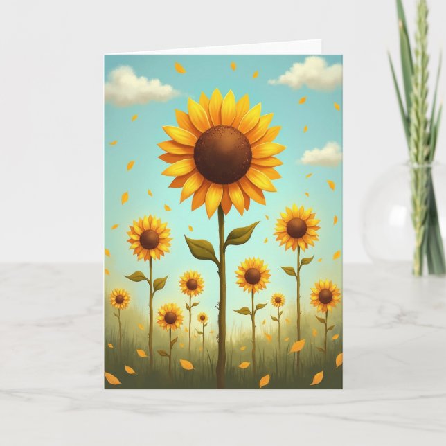 Cartão de Padrão de Campo de Flor de Ouro (Frente)