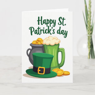 Cartão de Padrão de Chapéu do Leprechaun Sortudo