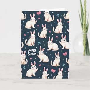 Cartão de Padrão de Coelhos da Páscoa Feliz