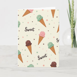 Cartão de Padrão de Cone de Aniversário Doce