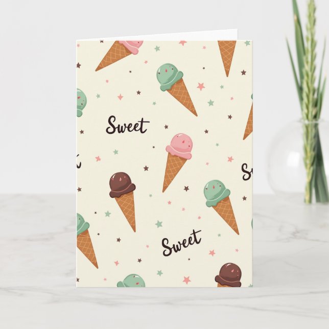 Cartão de Padrão de Cone de Aniversário Doce (Frente)