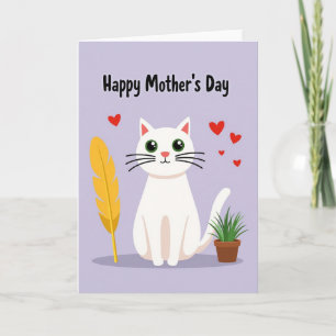Cartão de Padrão de Gatinho Lavanda