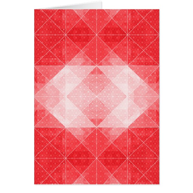 Cartão de Padrão Geométrico Vermelho e Branco (Frente)