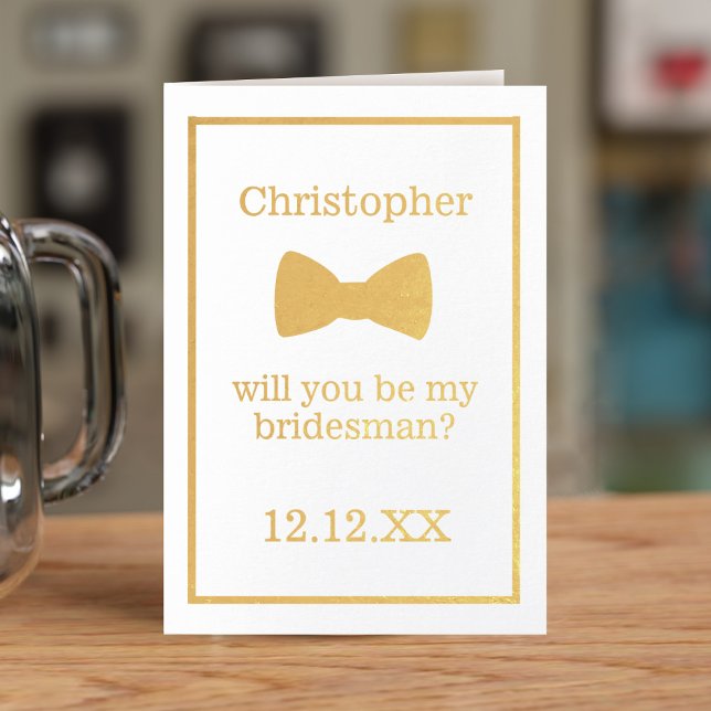 Cartão de Padrinho de casamento de Proposta Tie Ar (Perfect foil proposal card for your Bridesman or Groomsman. Just add your details)