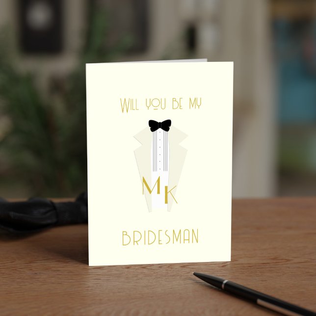 Cartão de Padrinho de casamento do Partido Bridesm (Perfect proposal card for your 1920s Bridesman at your Gatsby Wedding. Add your details!)