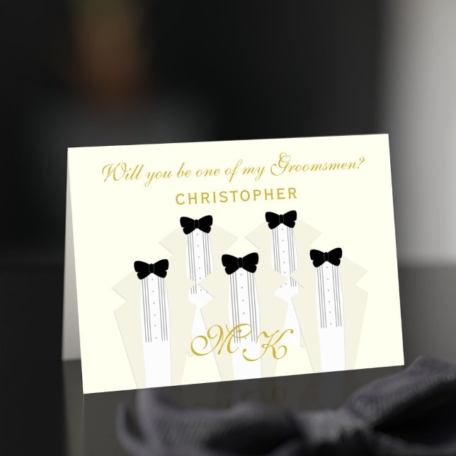 Cartão de Padrinho de casamento Negra Tuxedo (Ask your friend to be one of your Groomsmen with this card. He'll say yes)