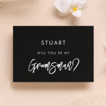 Cartão de Padrinho de casamento preto moderno e co