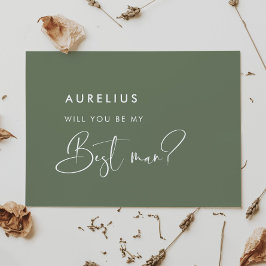 Cartão de padrinho de elegante verde-sálvia