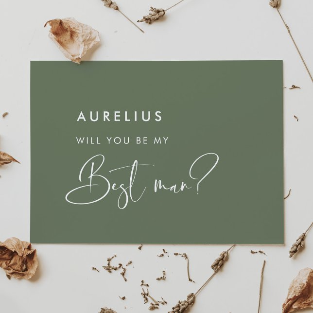 Cartão de padrinho de sage verde elegante (Criador carregado)