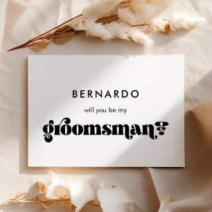 Cartão de padrinho retrô preto e branco