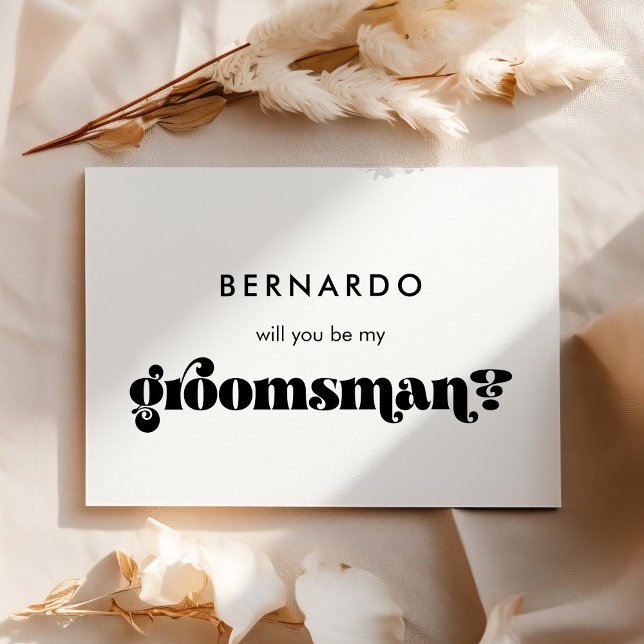 Cartão de padrinho retrô preto e branco (Criador carregado)