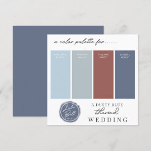 Cartão de Paleta de Cores Azul Empoeirado, Canela 