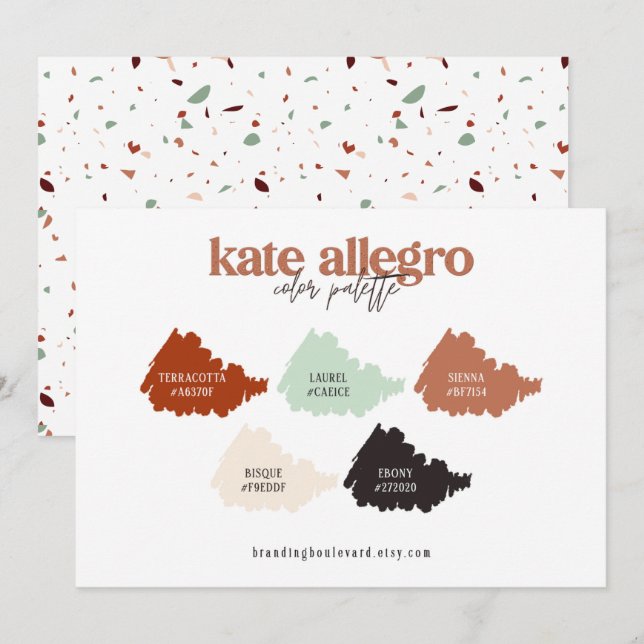 Cartão de Paleta de Cores Bege Siena Queimada Terr (Frente/Verso)