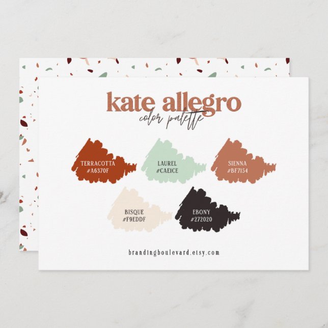 Cartão de Paleta de Cores Bege Terracota Queimado  (Frente/Verso)