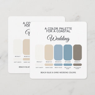 Cartão de Paleta de Cores de Casamento Azul e Arei