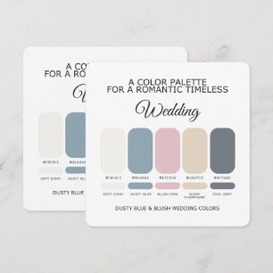 Cartão de Paleta de Cores de Casamento Azul Empoei