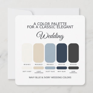 Cartão de Paleta de Cores de Casamento Azul Marinh