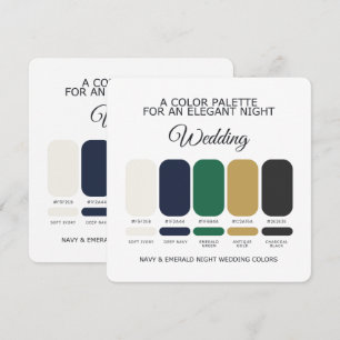 Cartão de Paleta de Cores de Casamento Azul Marinh