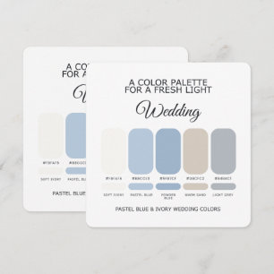 Cartão de Paleta de Cores de Casamento Azul Pastel