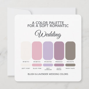 Cartão de Paleta de Cores de Casamento Blush e Lav