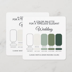 Cartão de Paleta de Cores de Casamento Branco e Ve