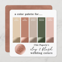 Cartão de Paleta de Cores de Casamento Clay & Blus
