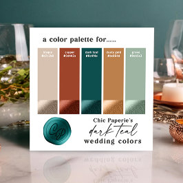 Cartão de Paleta de Cores de Casamento Dark Teal &