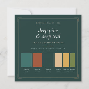 Cartão de Paleta de Cores de Casamento Deep Pine &