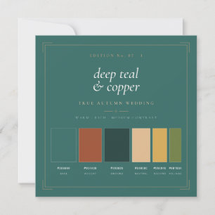 Cartão de Paleta de Cores de Casamento Deep Teal &