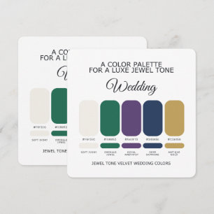 Cartão de Paleta de Cores de Casamento Joia Luxuos