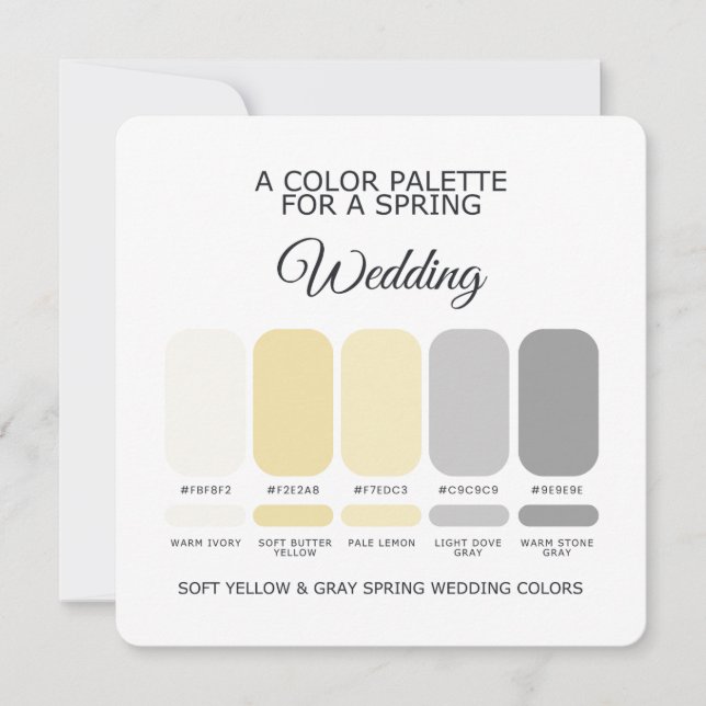 Cartão de Paleta de Cores de Casamento Primavera C (Frente)